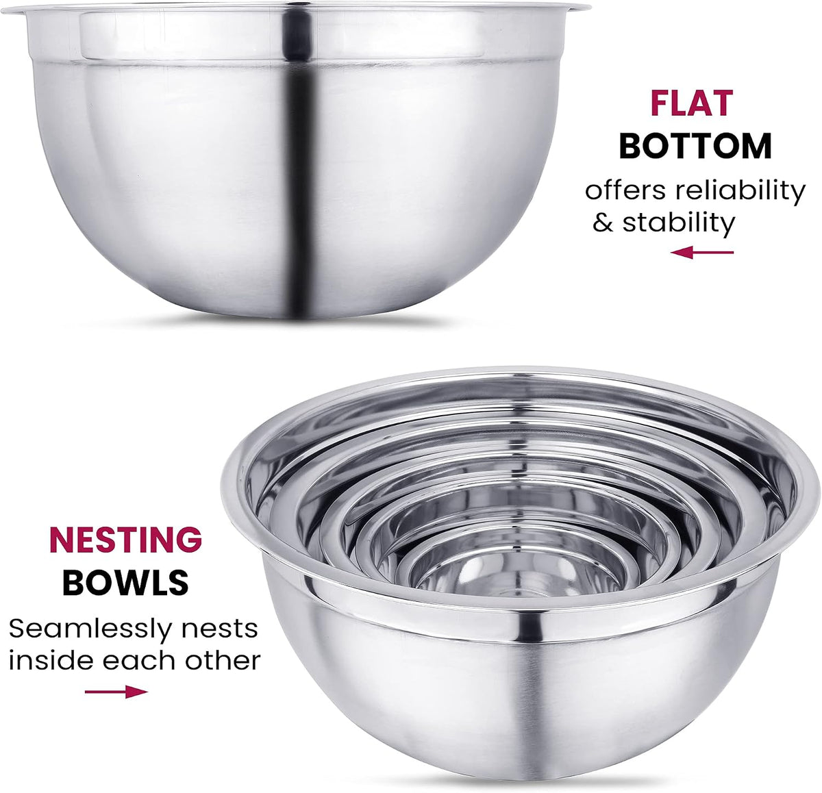 YBM HOME Heavy Duty Professional Stainless Steel Mixing Bowl – Commercial Grade Deep Prep & Serving Bowl for Baking, Cooking, Dough Mixing & Food Prep, Dishwasher Safe, 0.75 Quarts
