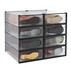 8-Piece Boot and Shoe Storage Box, Stackable Clear Plastic Shoe Box, Space-Saving Shoe Organizer for Boots, Sneakers, and High Heels, Clear