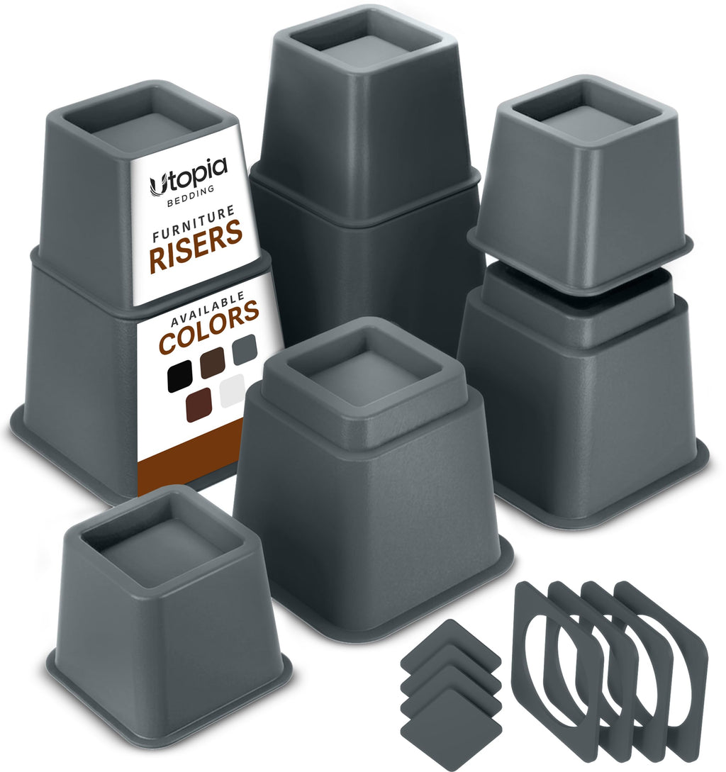 Utopia Bedding Adjustable Bed Risers 3 & 5 Inch, Black, 36-Pack