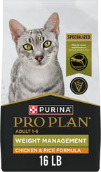 Purina Pro Plan Weight Management Dry Cat Food, Chicken & Rice, 16 lb Bag