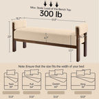 VKNOW 51.8”End of Bed Bench Upholstered Bedroom Bench with Arms, Brown