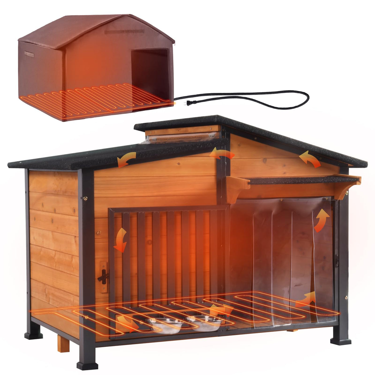 GUTINNEEN Dog House Insulated for Small Dogs Outdoor Cat House Feral Cat Shelter with Thermal Liner