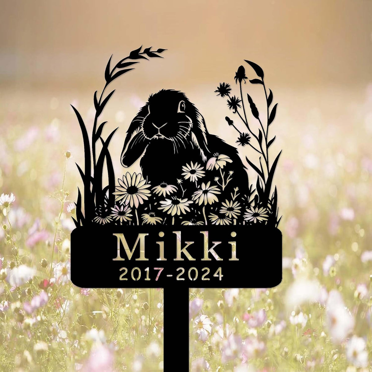 Custom Rabbit Bunny Grave Marker Bunny Memorial Garden Stake Rabbit Garden Decor Metal Sign Personalized Rabbit Bunny Name Yard Remembrance Stake Loss of Bunny Sympathy Sign