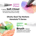 Ohuhu Alcohol Markers 96 Pastel Colors Brush Soft Chisel for Adults Drawing