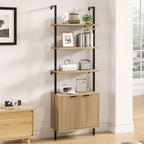 Halitaa 71”Ladder Shelf with Storage Cabinet, Wall Mounted Ladder Bookshelf