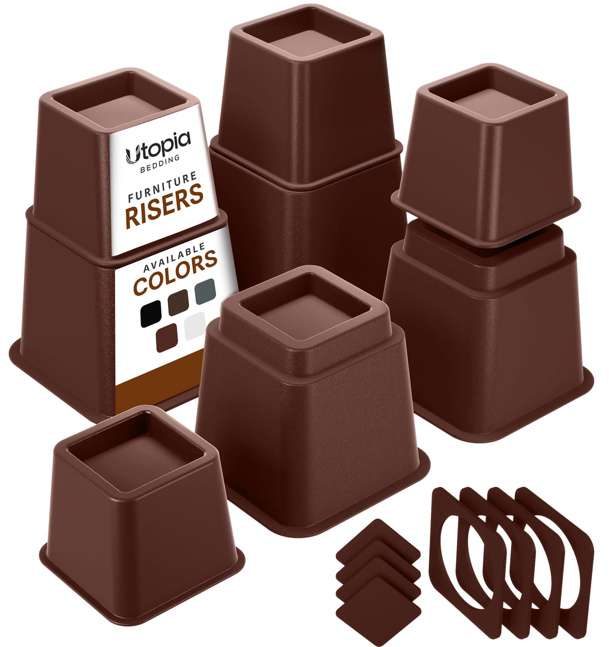 Utopia Bedding Adjustable Bed Risers 3 & 5 Inch, Black, 36-Pack