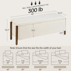 Usaint 47" Fabric Upholstered End of Bed Storage Ottoman Bench, Beige