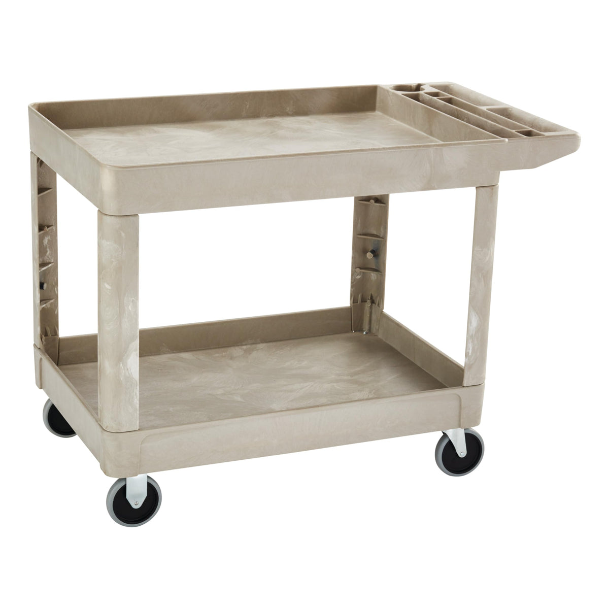 Rubbermaid Commercial Products 2-Shelf Utility/Service Cart, Medium, Black, Lipped Shelves, Ergonomic Handle, 500 lbs. Capacity, for Warehouse/Garage/Cleaning/Manufacturing