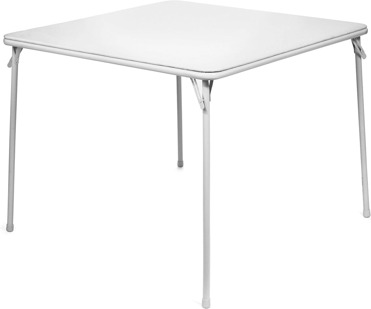 38" Square Folding Card Table - Portable, Easy-to-Store, Vinyl Upholstered, Sturdy Steel, Wheelchair Accessible - Beige