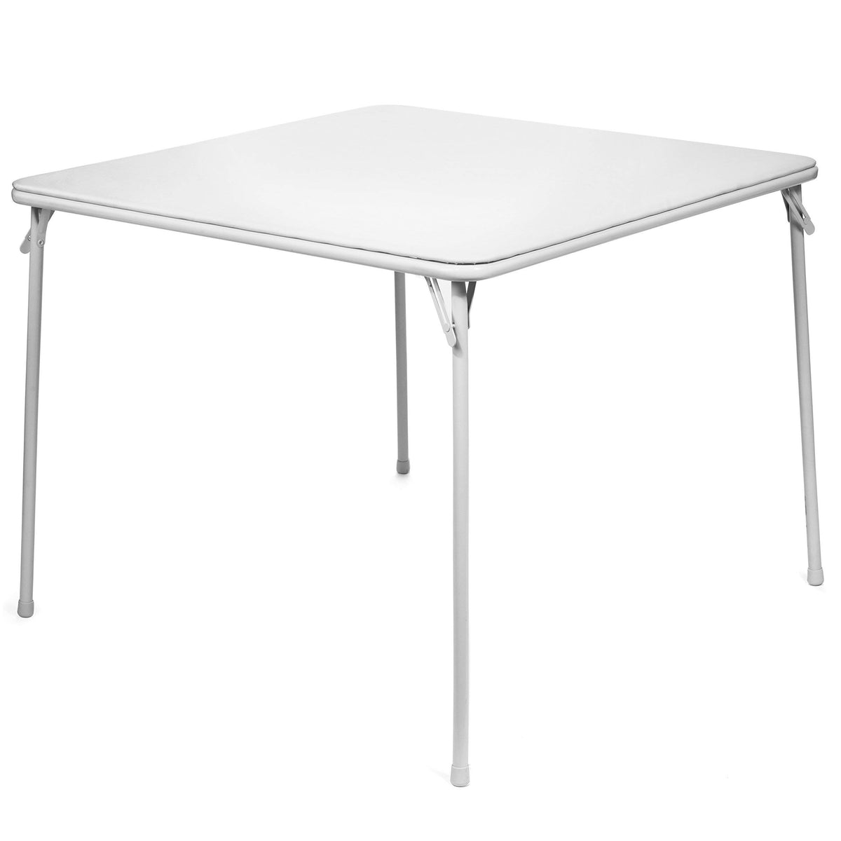 38" Square Folding Card Table - Portable, Easy-to-Store, Vinyl Upholstered, Sturdy Steel, Wheelchair Accessible - Beige