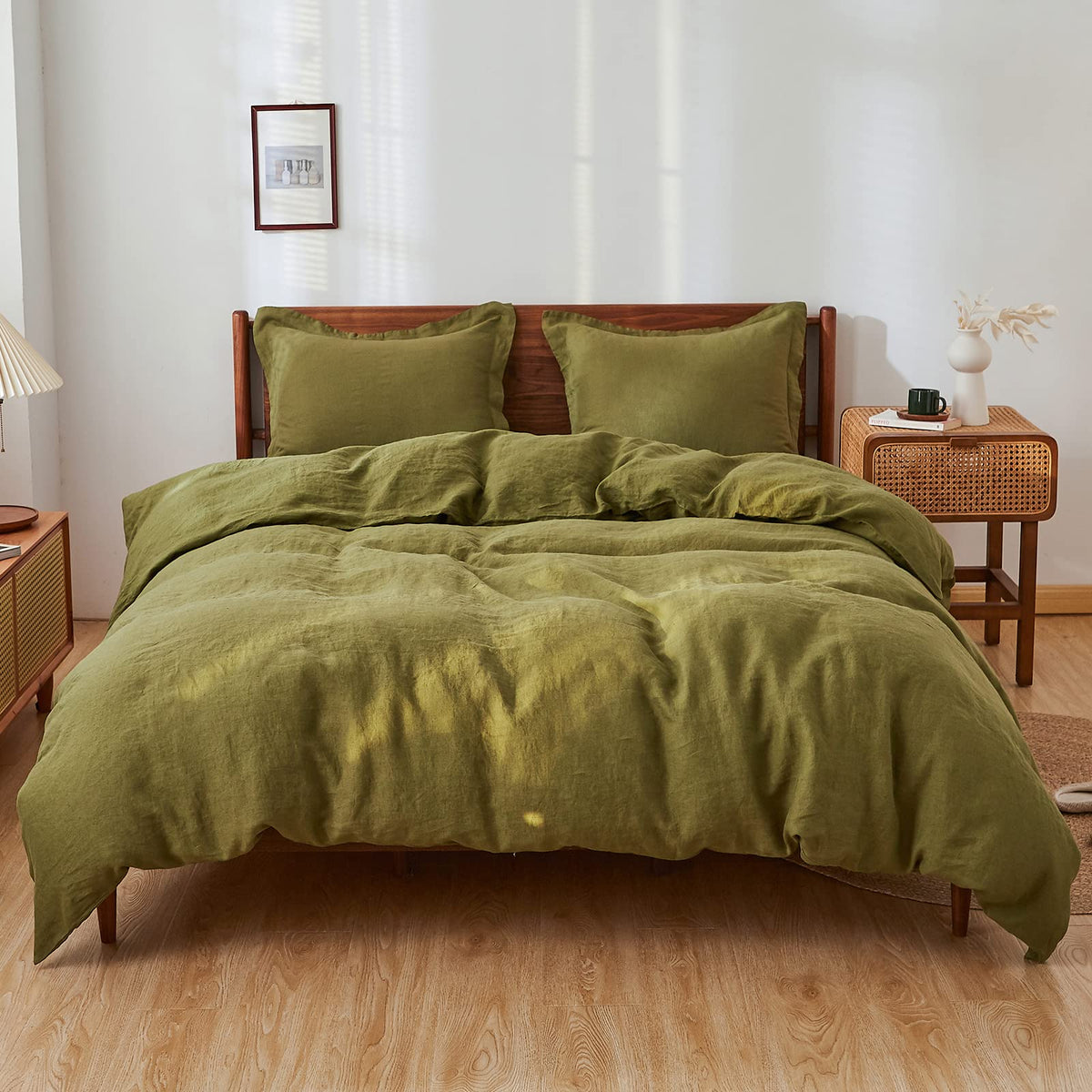 Simple&Opulence 100% Linen Duvet Cover Set, 3 PCS Natural French Flax Linen Duvet Cover King Size, Breathable Soft Comfy Linen Bedding Comforter Cover with 2 Pillowcases(Linen, 104"x92")