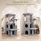 Globlazer Cat Tree Tower for Indoor Cats Large Adult, FC50, Light Grey