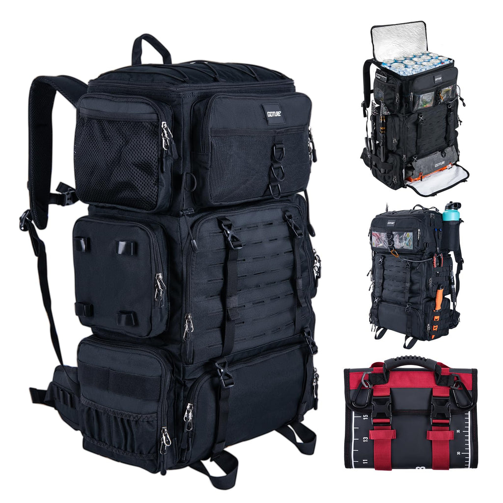 Goture 72L Fishing Tackle Backpack with Cooler & 4 3700 Tackle Boxes