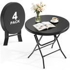 24" Round Folding Table, Plastic Bar Height Tables for Parties Black