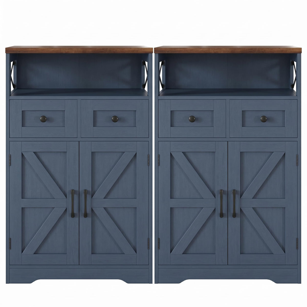 Farmhouse Storage Cabinet with Drawers, Small Kitchen Pantry Cabinet, White