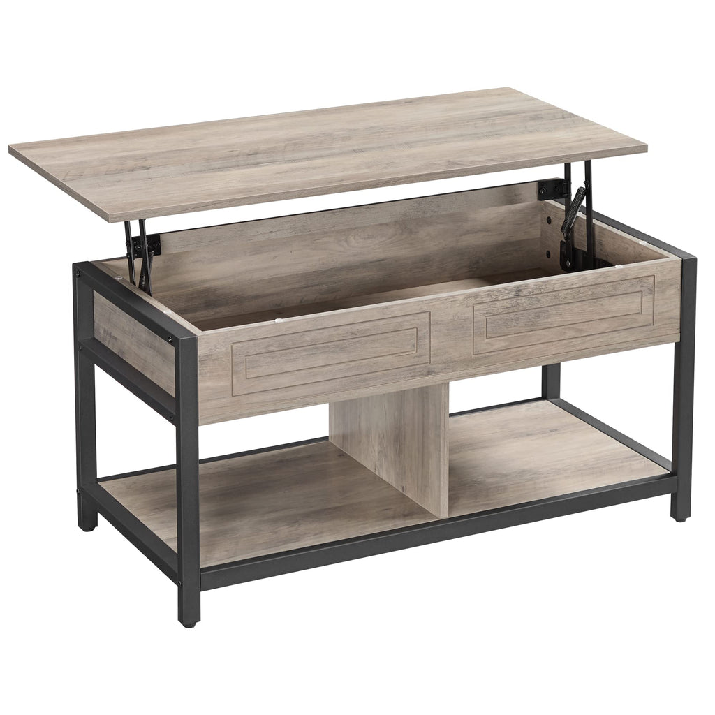 VASAGLE Lift Top Coffee Table, Square Farmhouse Coffee Table with Storage