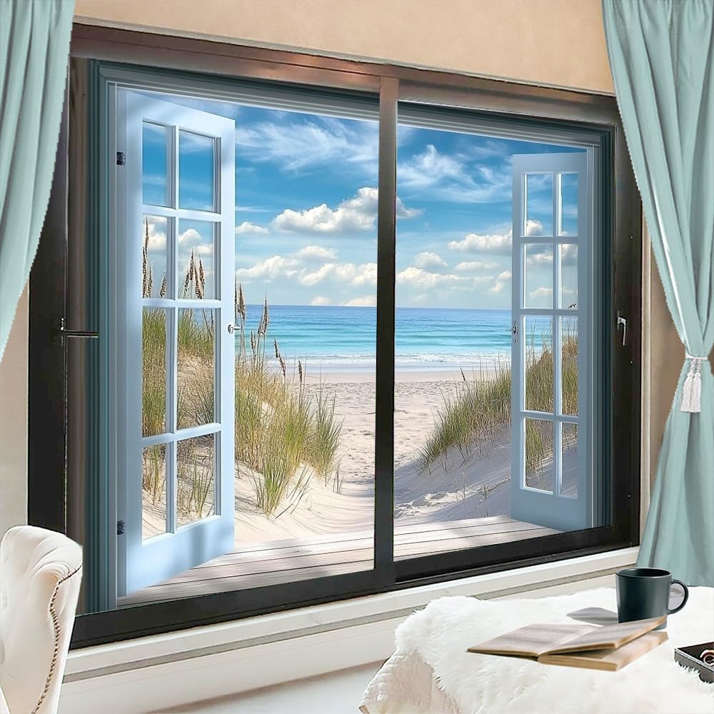 Beautiful Ocean Scenery Window Privacy Film 35.4Wx55.1L inch x 2pcs