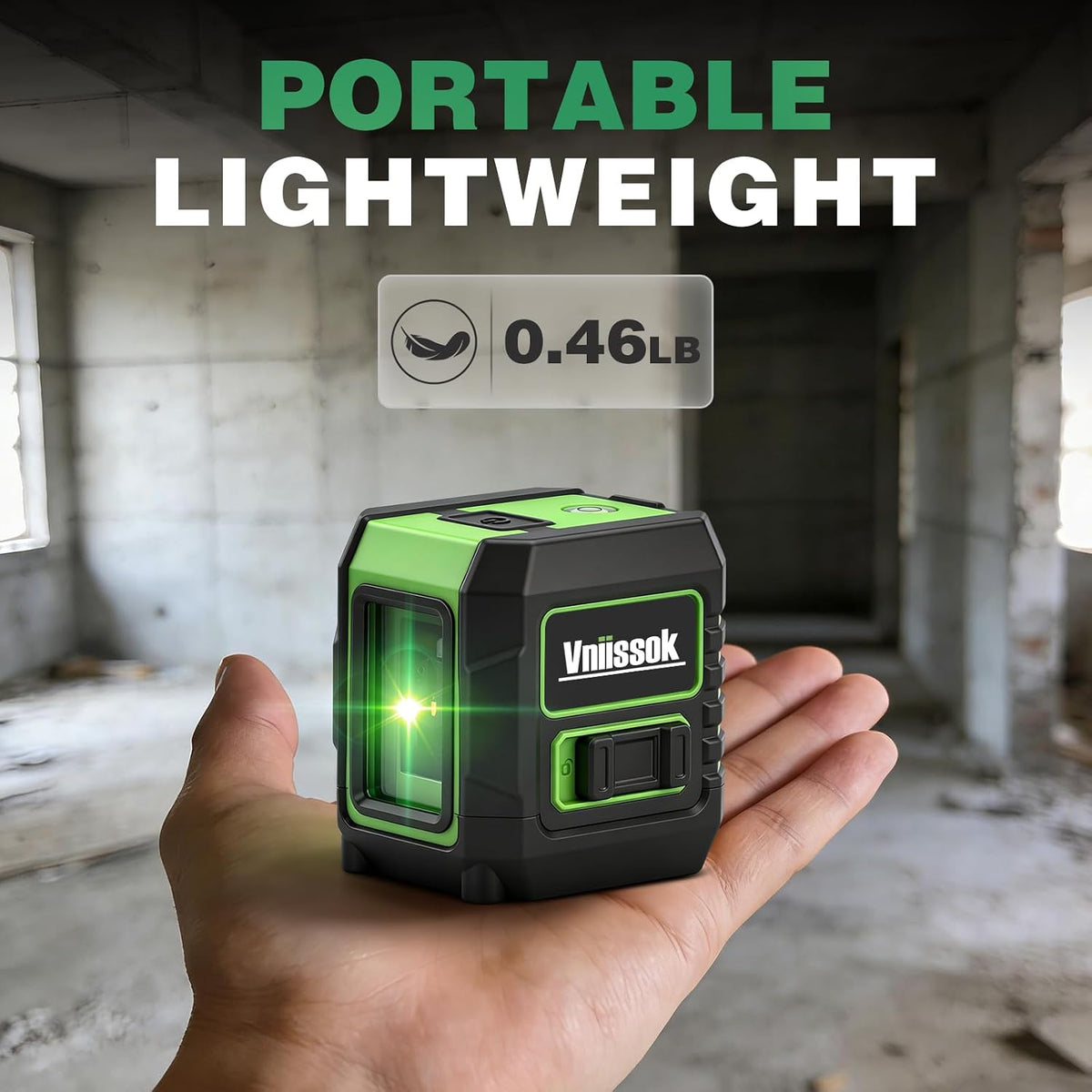 Laser Level 360 Self Leveling, Cross Line Laser with Self-Leveling, Vertical and Horizontal Line,for Construction and Picture Hanging, Horizontal Line leveler Tool (2 line green)