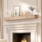 60x8x3in Rustic Fireplace Mantel Pine Wood, Weathered Brown
