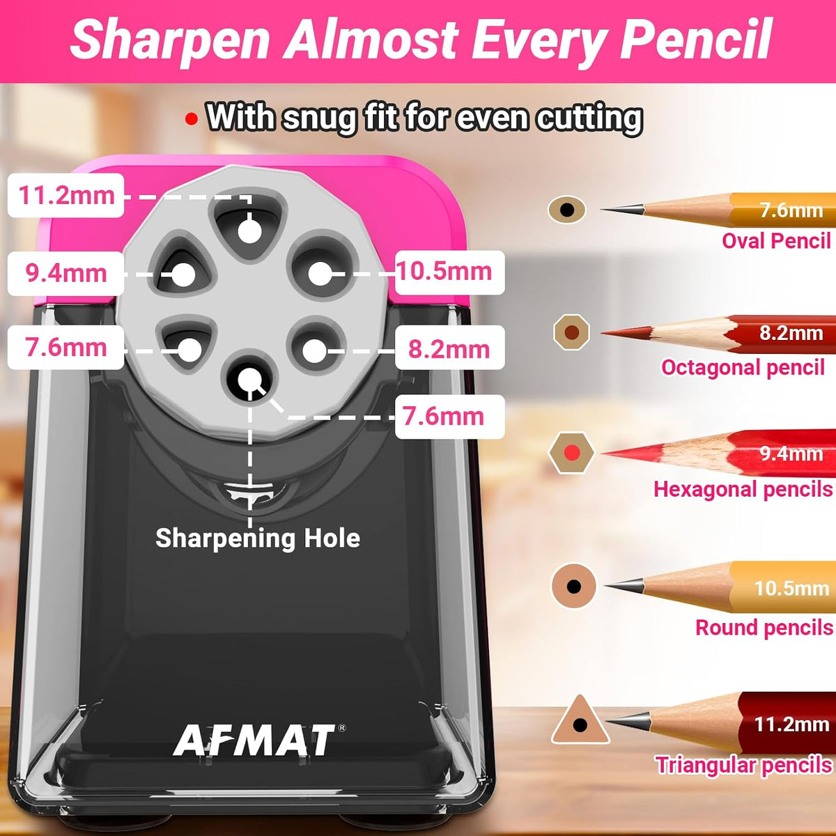 AFMAT 6-Hole Heavy Duty Electric Pencil Sharpener and Robot Pencil Sharpener
