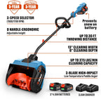 SENIX 40V Snow Shovel,13" Width/ 6" Depth,8000mAh,20Ft Max Throw Distance
