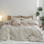 MooMee Upgraded Softer Duvet Cover Set 100% Washed Cotton Twill King