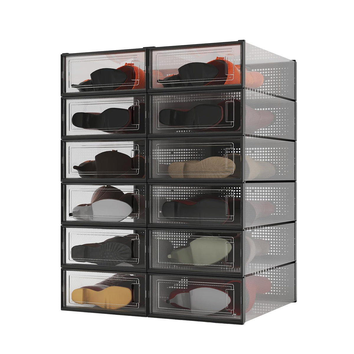 8-Piece Boot and Shoe Storage Box, Stackable Clear Plastic Shoe Box, Space-Saving Shoe Organizer for Boots, Sneakers, and High Heels, Clear