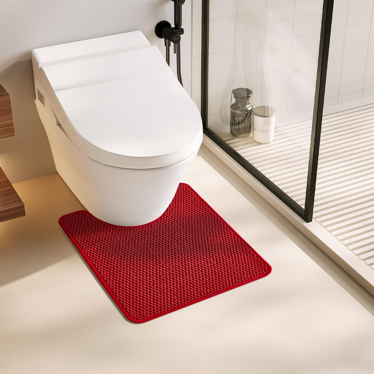 TYUU Bathroom Runner Rugs, Long Bath Mat Runner Washable Thin Quick Dry Low Pile Bathroom Runner Rugs Non Slip, Beige 24"x70"