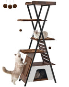 FourFurPets 72.4" Modern Cat Tree for Indoor Cats, Multi-Level Cat Condo