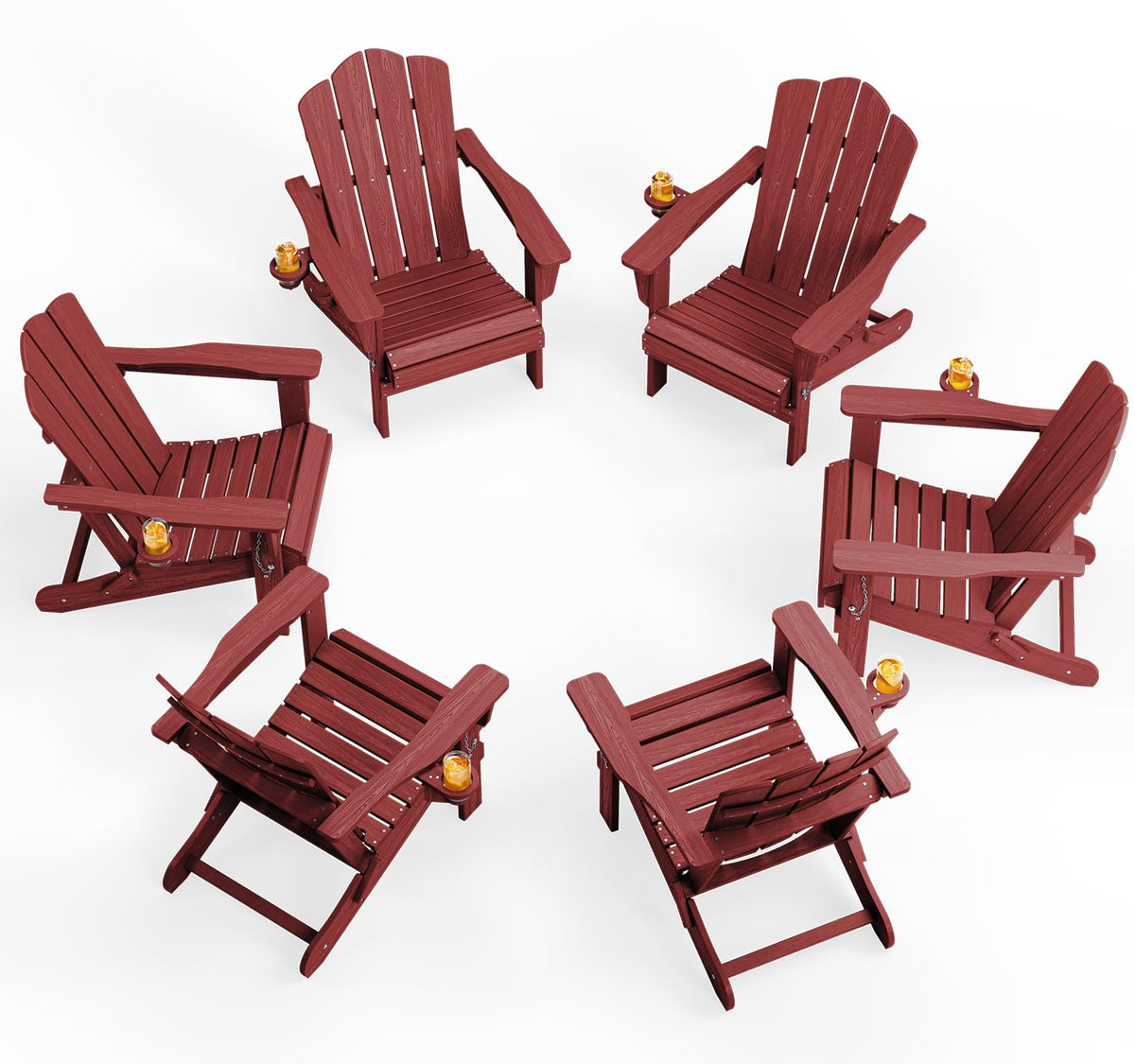 KINGYES Folding Adirondack Chair Set of 4 with Cup Holder, Navy