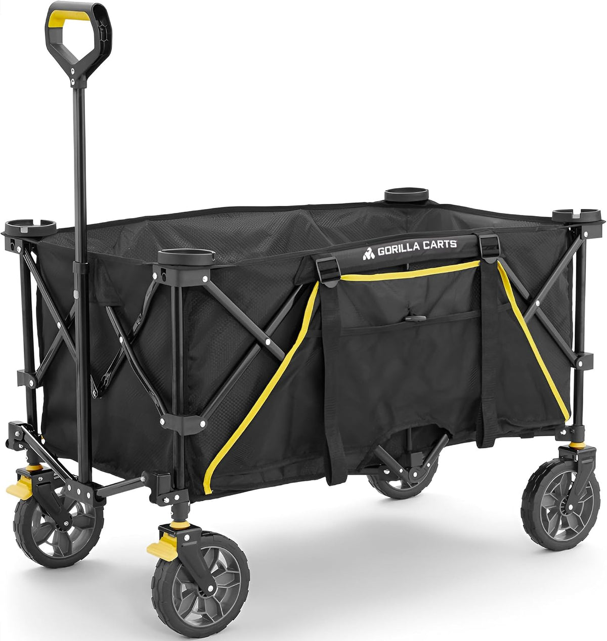 Gorilla Carts Collapsible Folding Outdoor Utility Wagon, 7 Cu Ft, Black