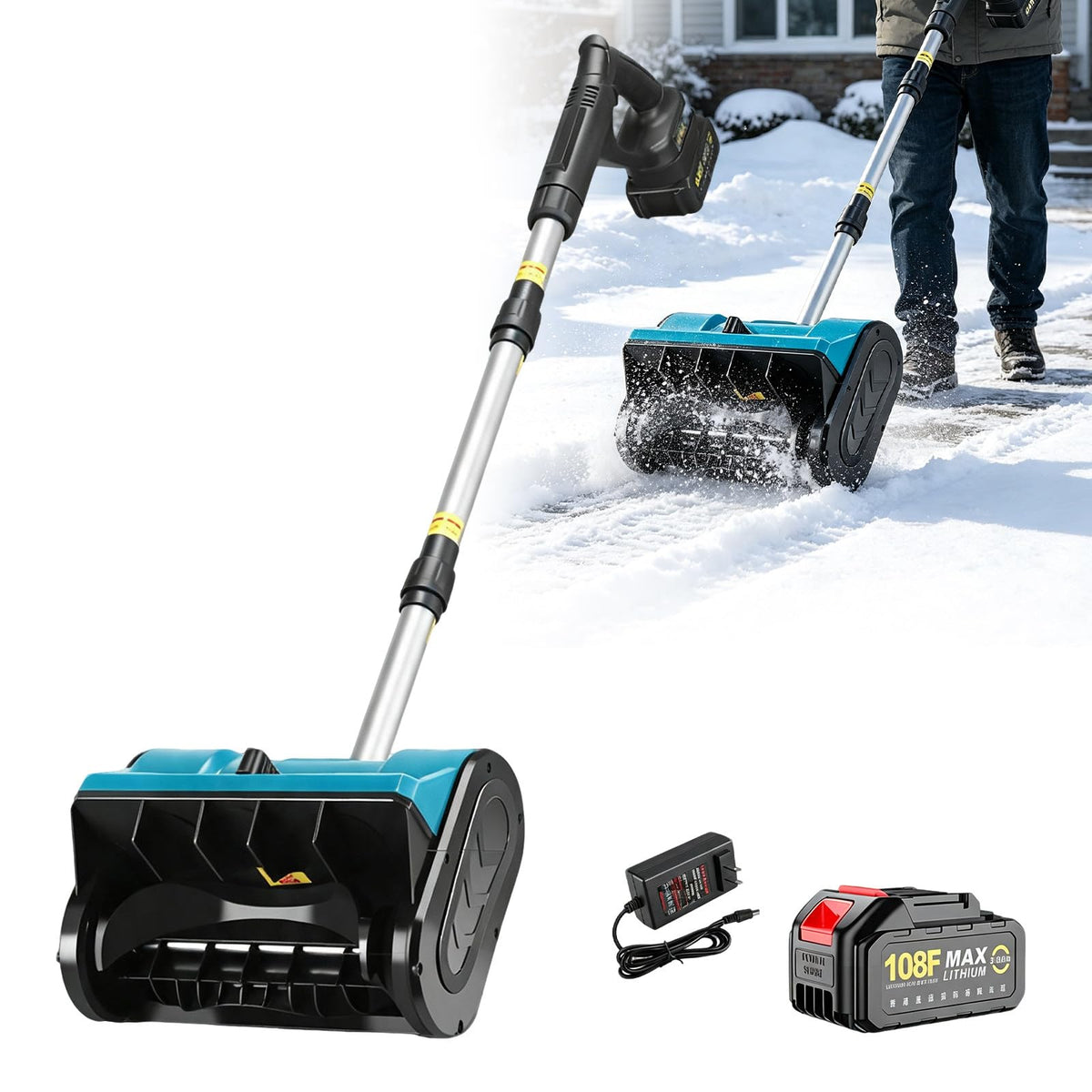 Battery Powered Snow Shovel Portable Snow Blower 3.0AH-Blue