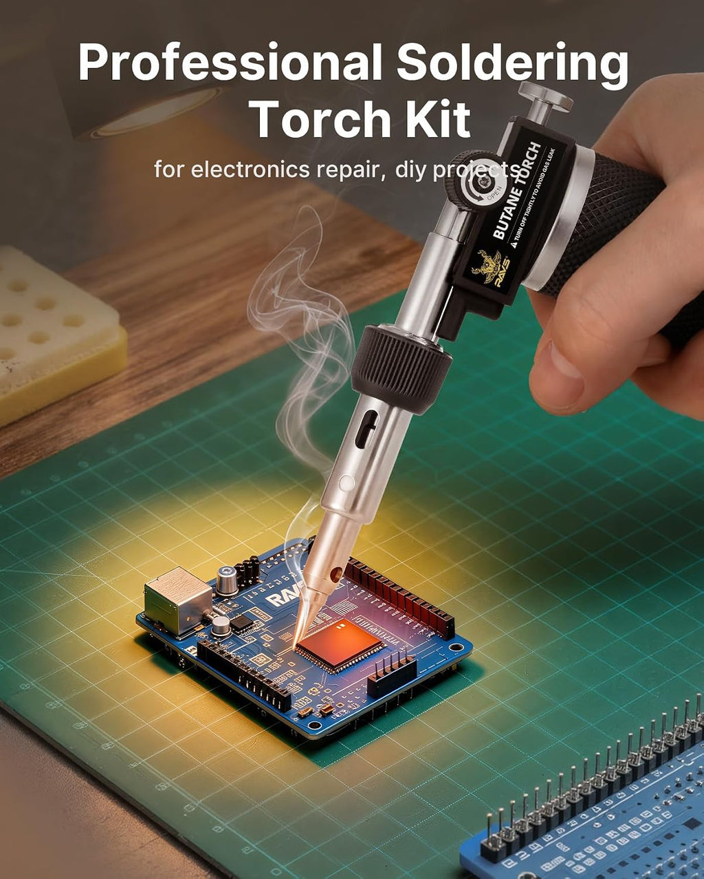 RAVS Butane Soldering Iron Kit, 14-Piece Multi-Function Butane Torch Kit