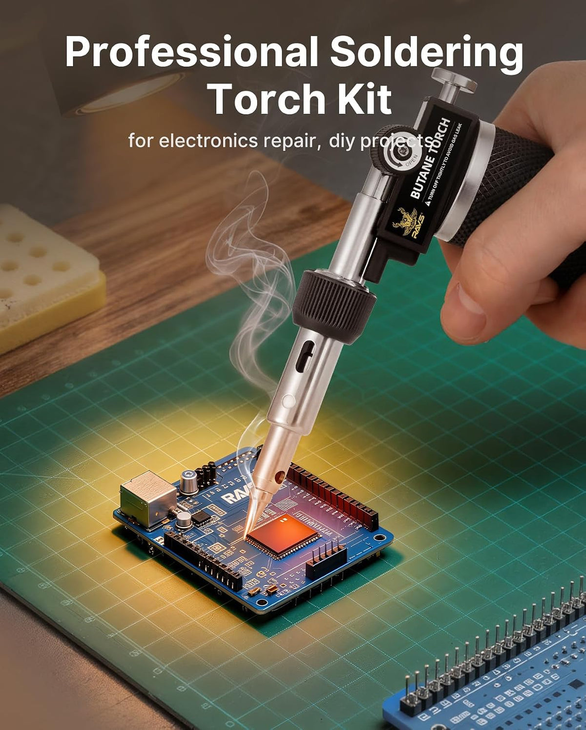 RAVS Butane Soldering Iron Kit, 14-Piece Multi-Function Butane Torch Kit