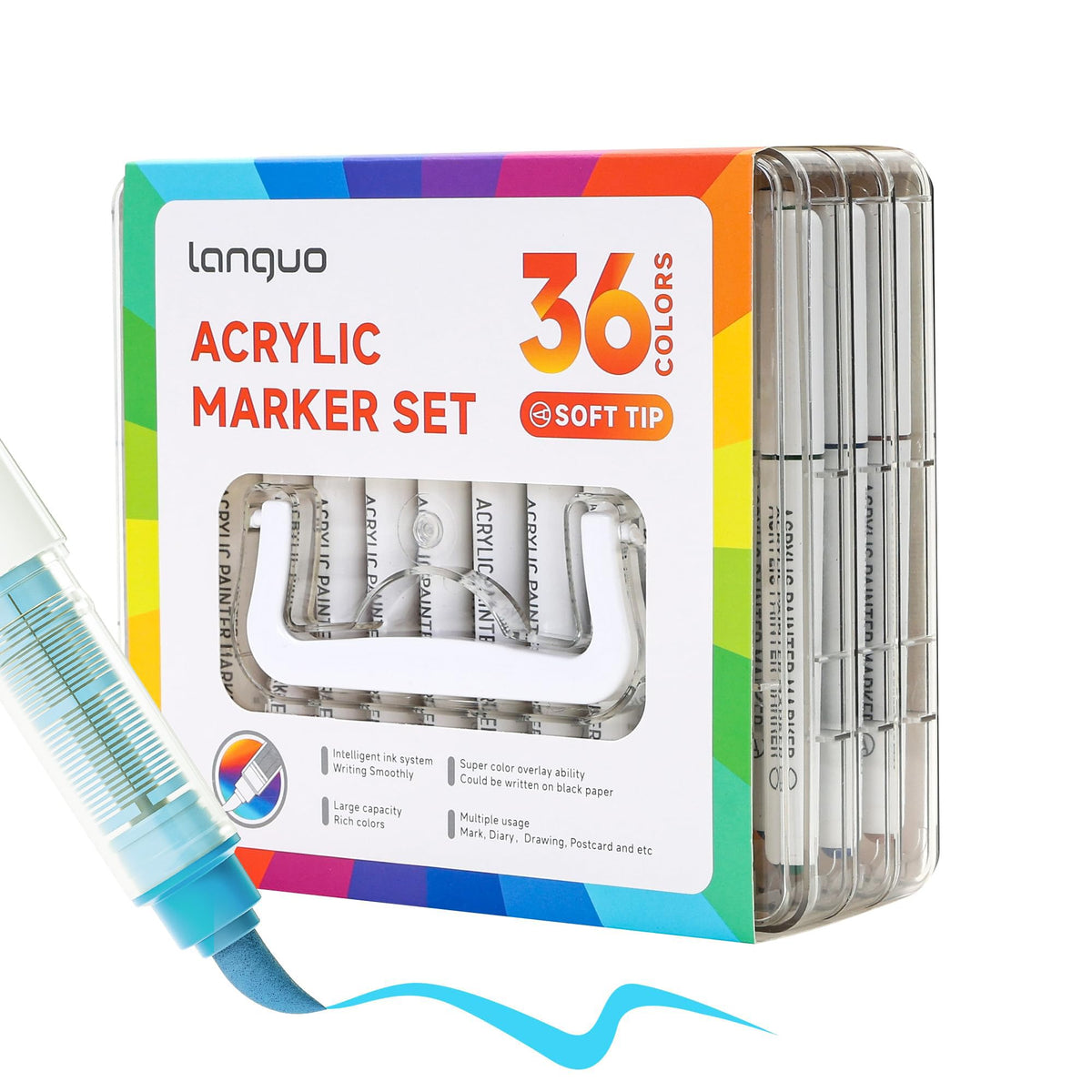 288 Colors Acrylic Paint Markers, Brush Tip Acrylic Paint Pens with Organizing Case, Multi Surface Brush Markers Set for Fabric, Glass, Wood, DIY Crafts