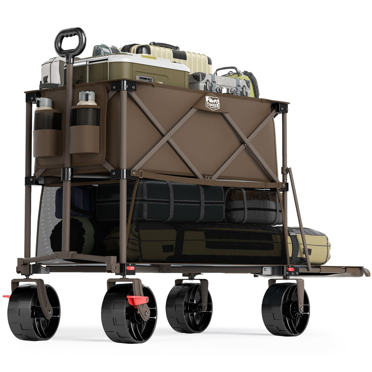 TIMBER RIDGE 400L Folding Double Decker Wagon with Brakes, 54" Extra Long