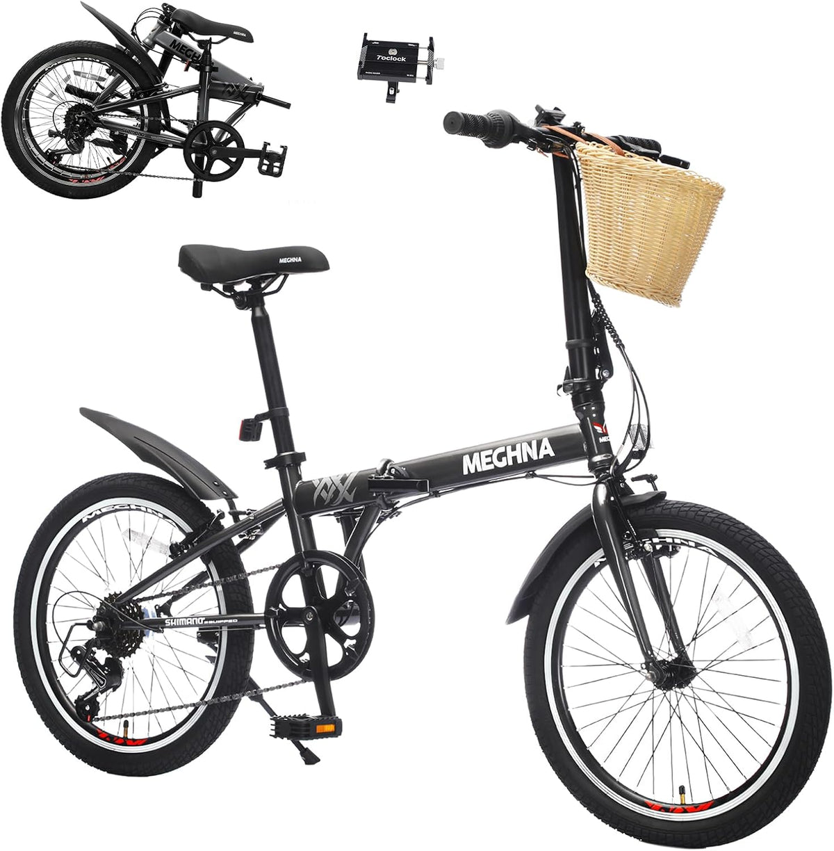 20-Inch Folding Bike for Adults & Teens, 6-Speed Commuter