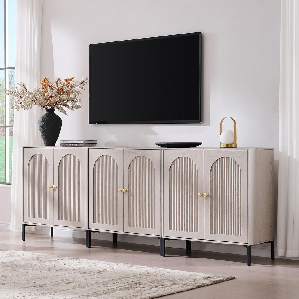 IFGET 34" Tall Modern Arched Sideboard Buffet Cabinet with Storage, Brown