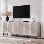 IFGET 34" Tall Modern Arched Sideboard Buffet Cabinet with Storage, Brown
