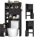 ELYKEN Over The Toilet Storage Cabinet with Pulley & Acrylic Doors, Black