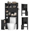 ELYKEN Over The Toilet Storage Cabinet with Pulley & Acrylic Doors, Black