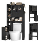 ELYKEN Over The Toilet Storage Cabinet with Pulley & Acrylic Doors, Black