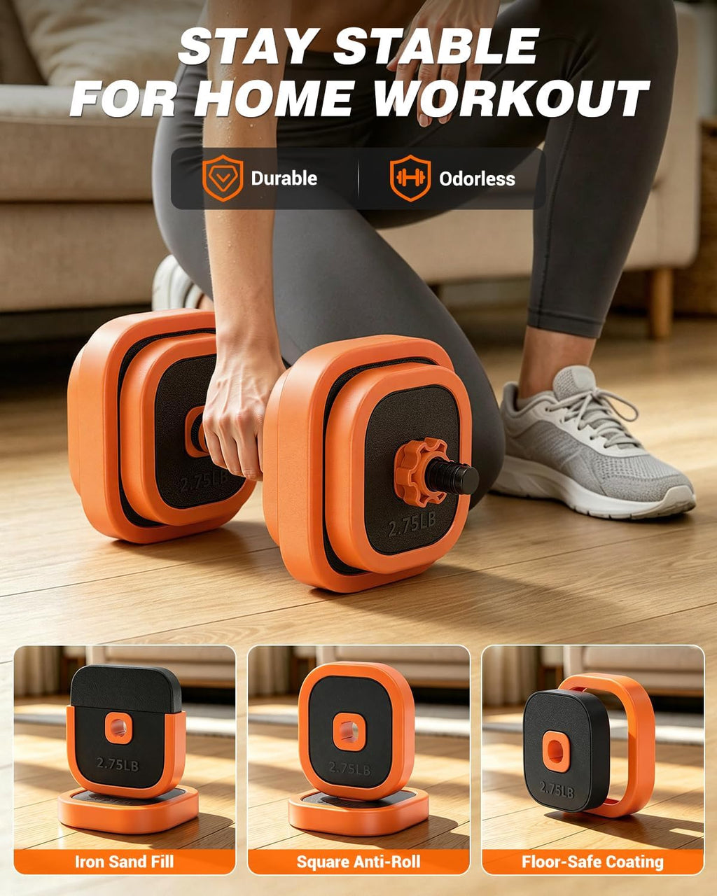 Rendpas 4-in-1 Adjustable Dumbbell Set with Foldable Bench for Home Gym