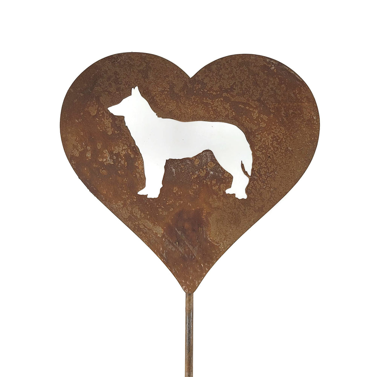 Pet Dog, Cat, Rabbit or Bird Keepsake Memorial Heart Garden Stake 20 to 28 Inches Tall (Large Heart, 28" Tall, Yorkie Yorkshire Terrier, Naturally Rusted)