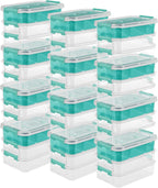 Sterilite Stack & Carry Storage Box, 3 Layer Clear Plastic Tote, 12-Pack