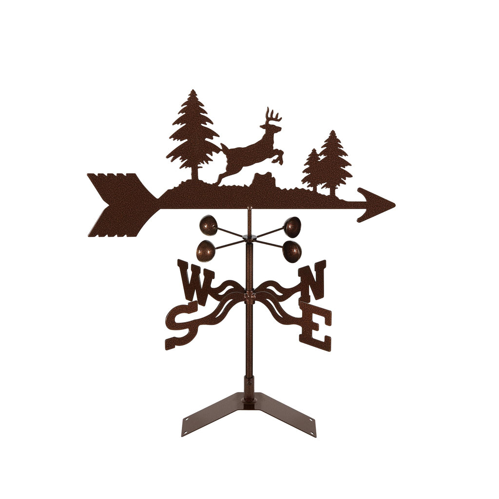 EZ Vane Steel Jumping Deer Weathervane with Wind Cups — 4-Sided Mount