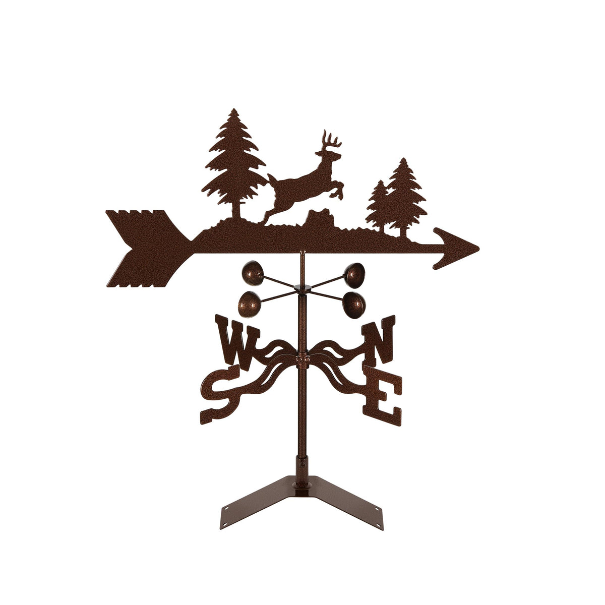 EZ Vane Steel Jumping Deer Weathervane with Wind Cups — Deck Mount
