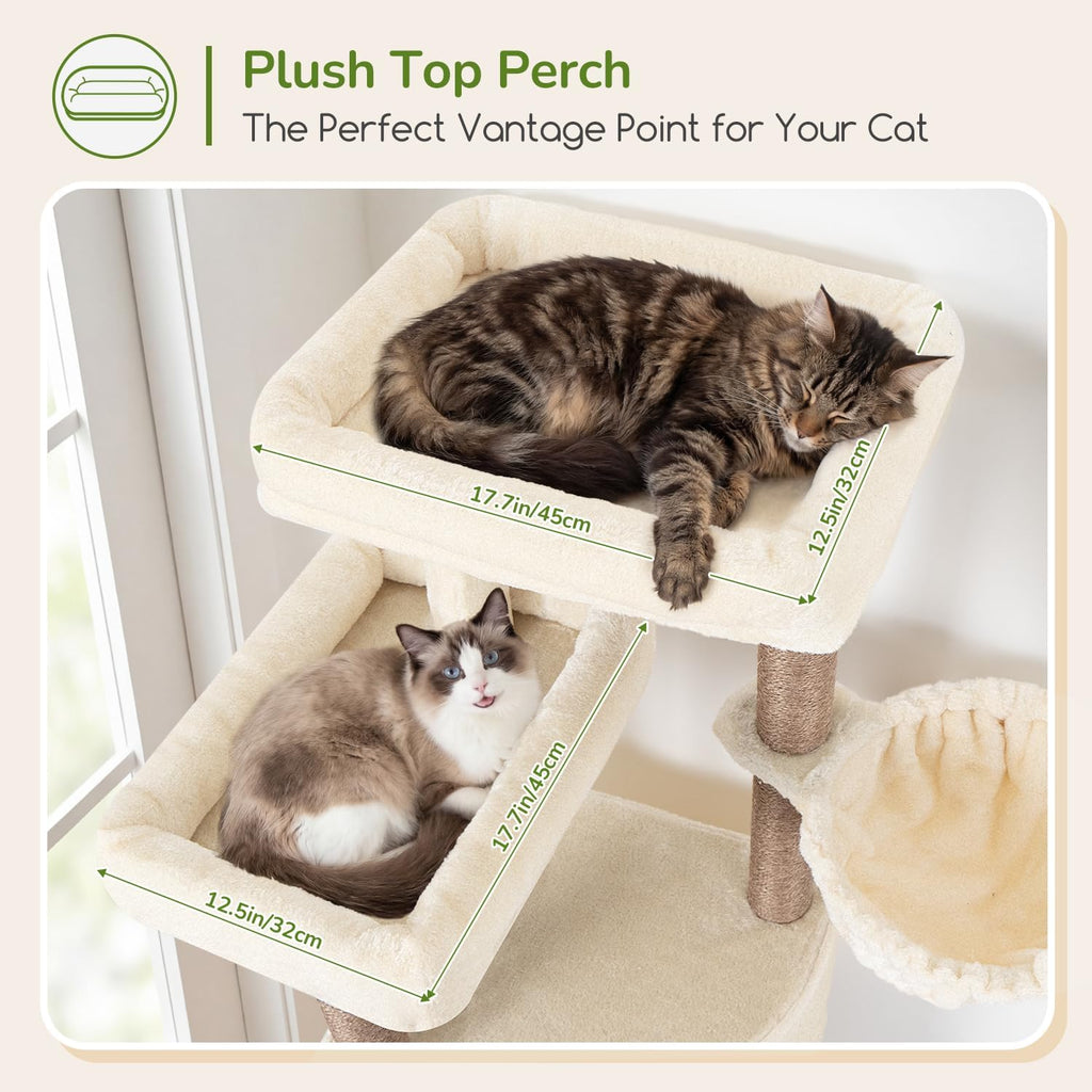 Globlazer F65D Corner Cat Tree Tower with Scratching Posts, Beige