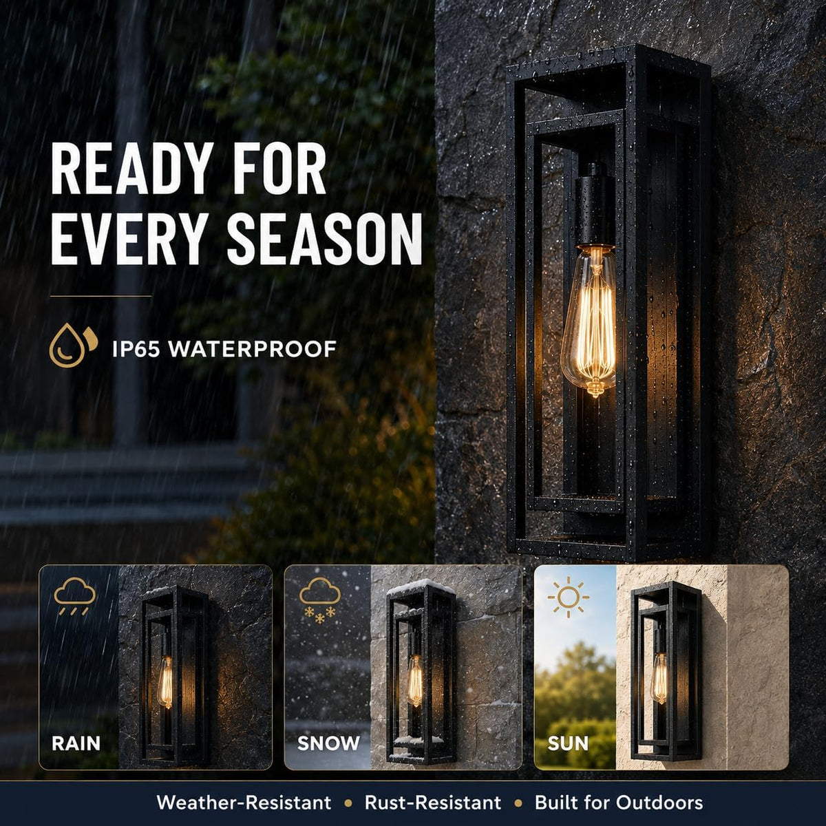 18 Inch 2 Pack Outdoor Wall Lantern Light Fixture，Large Black Exterior Wall Sconce with Clear Glass | Waterproof Anti-Rust Porch Light with E26 Socket for Entryway, Patio, Garage
