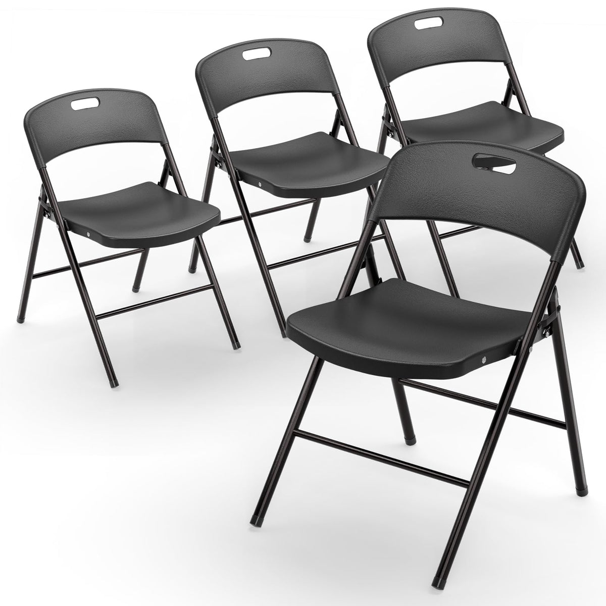 VINGLI Folding Chairs, Plastic Foldable Chair, Capacity up to 350 lbs, Portable Seating for Indoor Outdoor Events Parties Camping Work School Commercail (12, White)